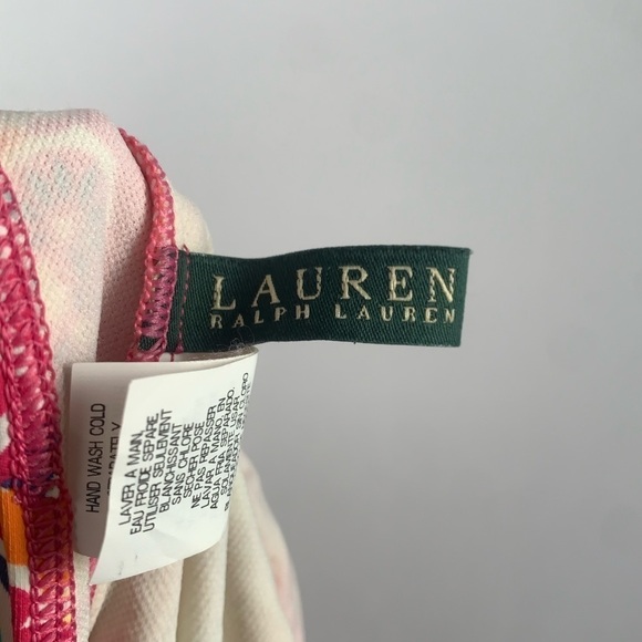 Lauren Ralph Lauren Floral V Neck One Piece‎ Swimsuit in Orange Pink Size 8 - Picture 3 of 4